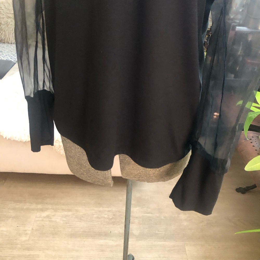 Smoke & Mirrors Women Black Long Sleeve Blouse Sheer Goth XL* - Picture 3 of 8